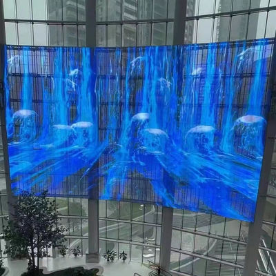 Pantalla LED transparente de ventanas de 1000 mm Tamaño del panel Pantalla de malla LED 32768 puntos/M2 Densidad de píxeles