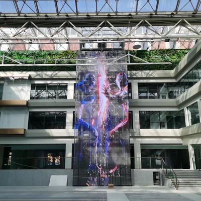 P10 LED Pared de vídeo transparente con ángulo de visión de 120 grados 10000 horas de vida útil