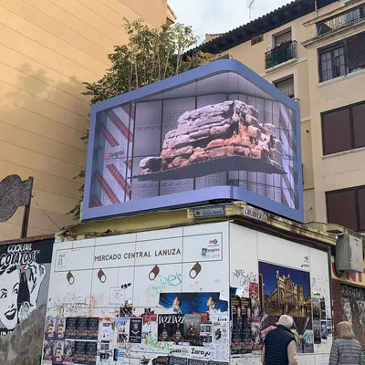 3D exterior en forma de L Curva de la esquina y ángulo derecho Solución P4 P5.7mm Led Display Screen Aluminio impermeable IP65 960*960mm Publicidad exterior LED Screen