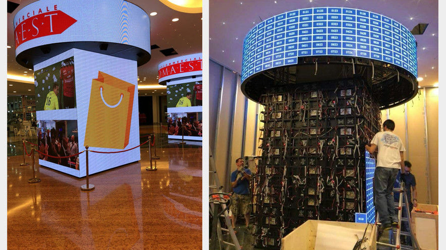 Instalación en interiores P3 Módulo suave LED de columna circular con alta relación de contraste 5000 1 y 256 profundidad de color