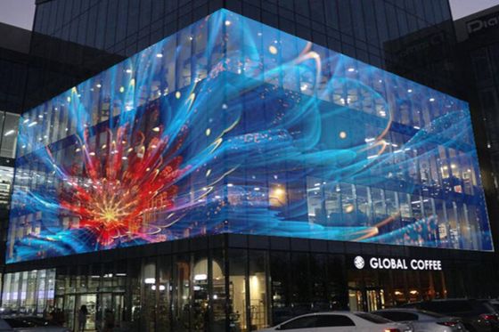 cortina de malla video transparente al aire libre de la pantalla LED LED de 500*500m m P3.9-7.8mm